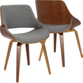 Fabrizzi Dining or Accent Chair in Grey Fabric & Walnut